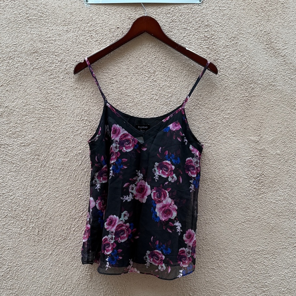 Black Camisole Pink and White Floral Print